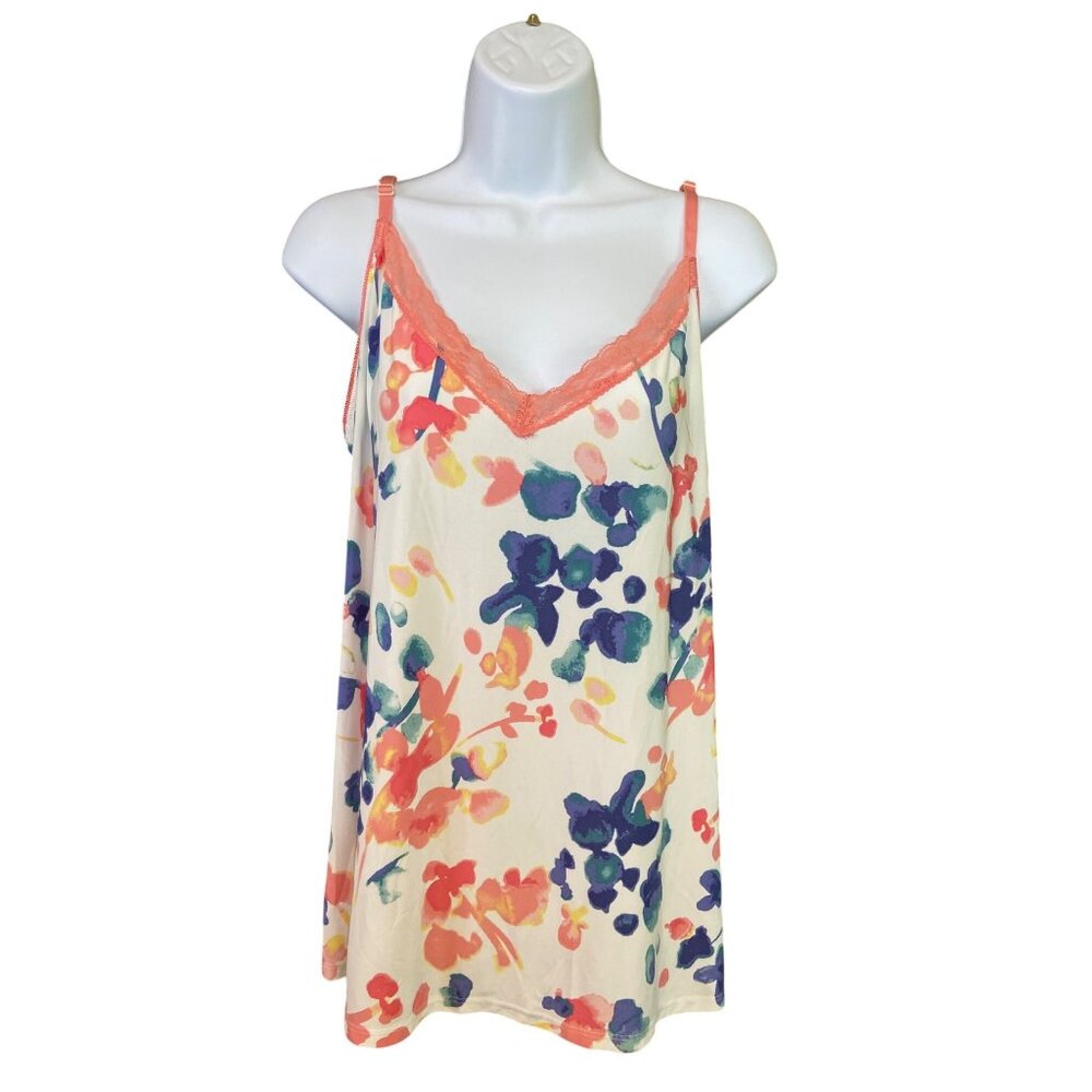 Ambrielle XXL Floral Cami Top Lace Trim Adjustable Straps Lounge Sleepwear